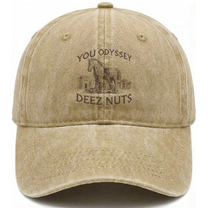Funny You Odyssey Deez Nuts Trojan Horse Washed Cotton Baseball Cap Ancient Greek History Meme Humor Gift
