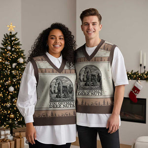Funny You Odyssey Deez Nuts Trojan Horse V-Neck Knit Sweater Vest Ancient Greek History Gift