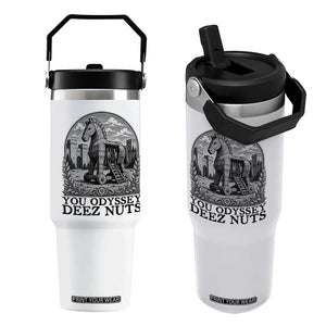 Funny You Odyssey Deez Nuts Trojan Horse Flip Straw Tumbler Ancient Greek History Gift TS12 One Size: 30 oz White Print Your Wear