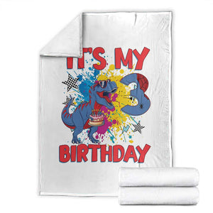 Dino Spider Its My 3rd Birthday Throw Blanket Dinosaur Gift For Boys