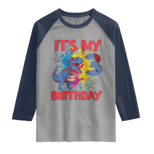 Dino Spider Its My 3rd Birthday Raglan Shirt Dinosaur Gift For Boys