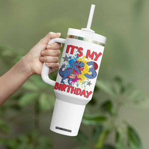 Dino Spider Its My 3rd Birthday Tumbler With Handle Dinosaur Gift For Boys TS12 Print Your Wear