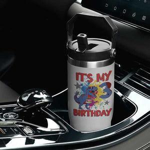 Dino Spider Its My 3rd Birthday Flip Straw Tumbler Dinosaur Gift For Boys TS12 Print Your Wear
