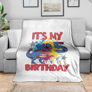 Dino Spider Its My 5th Birthday Throw Blanket Dinosaur Gift For Boys
