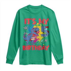 Dino Spider Its My 5th Birthday Long Sleeve Shirt Dinosaur Gift For Boys
