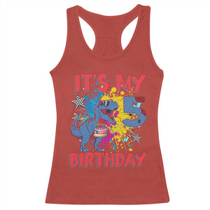 Dino Spider Its My 5th Birthday Racerback Tank Top Dinosaur Gift For Boys