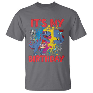 Dino Spider Its My 5th Birthday T Shirt Dinosaur Gift For Boys