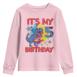 Dino Spider Its My 5th Birthday Youth Sweatshirt Dinosaur Gift For Boys