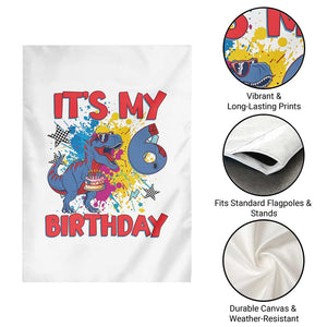 Dino Spider Its My 6th Birthday Garden Flag Dinosaur Gift For Boys
