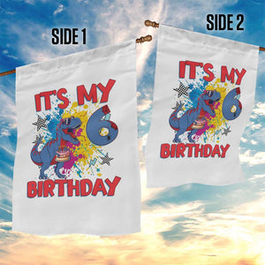 Dino Spider Its My 6th Birthday Garden Flag Dinosaur Gift For Boys
