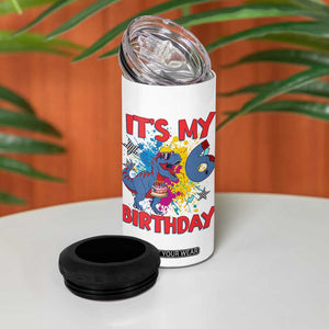 Dino Spider Its My 6th Birthday 4 in 1 Can Cooler Tumbler Dinosaur Gift For Boys TS12 Print Your Wear
