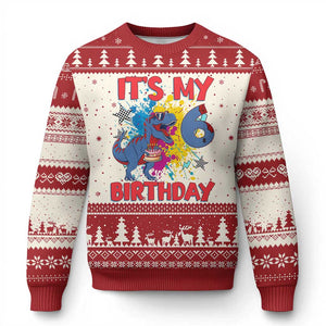 Dino Spider Its My 6th Birthday Ugly Christmas Sweater Dinosaur Gift For Boys