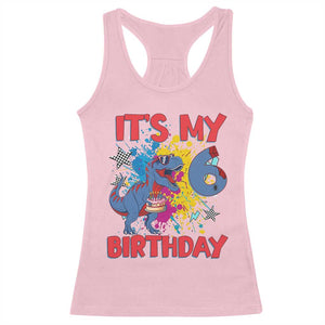 Dino Spider Its My 6th Birthday Racerback Tank Top Dinosaur Gift For Boys