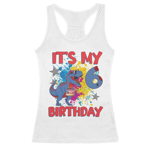 Dino Spider Its My 6th Birthday Racerback Tank Top Dinosaur Gift For Boys