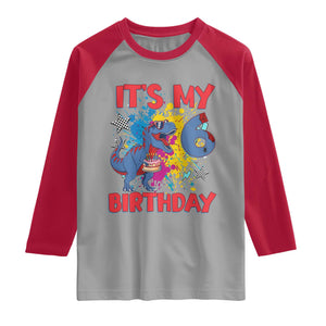 Dino Spider Its My 6th Birthday Raglan Shirt Dinosaur Gift For Boys