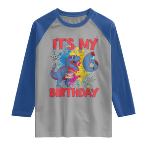 Dino Spider Its My 6th Birthday Raglan Shirt Dinosaur Gift For Boys