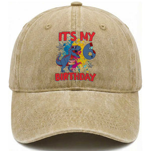 Dino Spider Its My 6th Birthday Washed Cotton Baseball Cap Dinosaur Gift For Boys