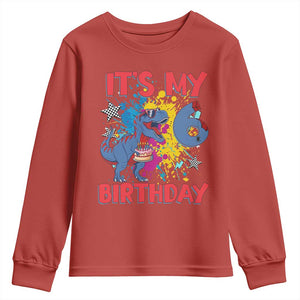 Dino Spider Its My 6th Birthday Youth Sweatshirt Dinosaur Gift For Boys