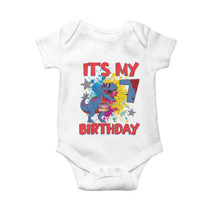 Dino Spider Its My 7th Birthday Baby Onesie Dinosaur Gift For Boys