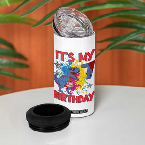 Dino Spider Its My 7th Birthday 4 in 1 Can Cooler Tumbler Dinosaur Gift For Boys TS12 Print Your Wear