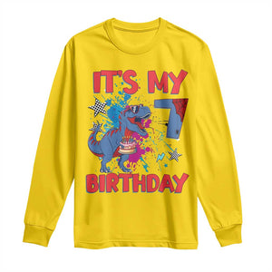 Dino Spider Its My 7th Birthday Long Sleeve Shirt Dinosaur Gift For Boys