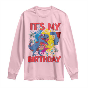 Dino Spider Its My 7th Birthday Long Sleeve Shirt Dinosaur Gift For Boys