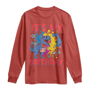 Dino Spider Its My 7th Birthday Long Sleeve Shirt Dinosaur Gift For Boys
