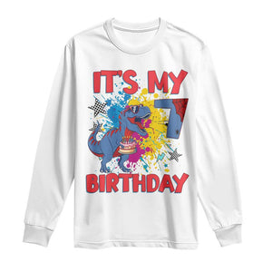 Dino Spider Its My 7th Birthday Long Sleeve Shirt Dinosaur Gift For Boys