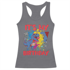 Dino Spider Its My 7th Birthday Racerback Tank Top Dinosaur Gift For Boys
