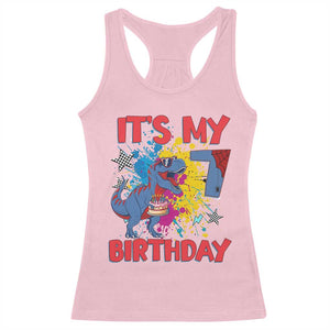 Dino Spider Its My 7th Birthday Racerback Tank Top Dinosaur Gift For Boys