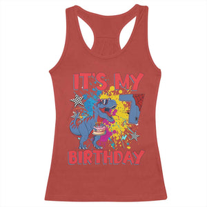 Dino Spider Its My 7th Birthday Racerback Tank Top Dinosaur Gift For Boys
