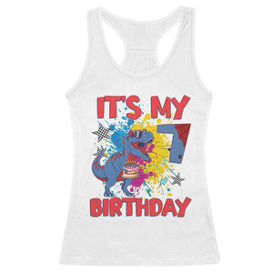 Dino Spider Its My 7th Birthday Racerback Tank Top Dinosaur Gift For Boys