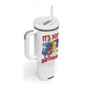 Dino Spider Its My 7th Birthday Tumbler With Handle Dinosaur Gift For Boys TS12 Print Your Wear