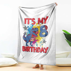 Dino Spider Its My 8th Birthday Throw Blanket Dinosaur Gift For Boys