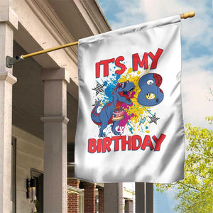 Dino Spider Its My 8th Birthday Garden Flag Dinosaur Gift For Boys