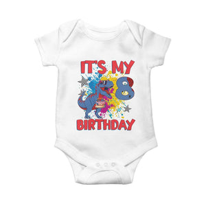 Dino Spider Its My 8th Birthday Baby Onesie Dinosaur Gift For Boys