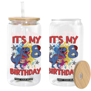 Dino Spider Its My 8th Birthday Glass Can Dinosaur Gift For Boys TS12 Print Your Wear