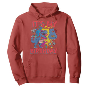 Dino Spider Its My 8th Birthday Hoodie Dinosaur Gift For Boys
