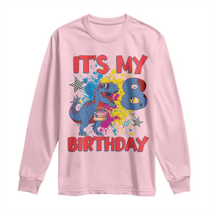 Dino Spider Its My 8th Birthday Long Sleeve Shirt Dinosaur Gift For Boys