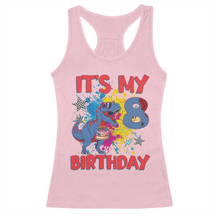 Dino Spider Its My 8th Birthday Racerback Tank Top Dinosaur Gift For Boys