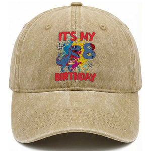 Dino Spider Its My 8th Birthday Washed Cotton Baseball Cap Dinosaur Gift For Boys