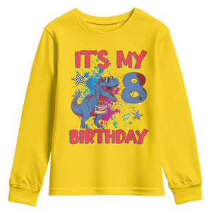 Dino Spider Its My 8th Birthday Youth Sweatshirt Dinosaur Gift For Boys
