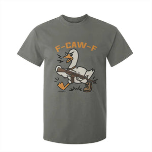 F Caw F Goose With Gun T Shirt For Kid Funny Rebellious Gift TS12 Military Green Print Your Wear