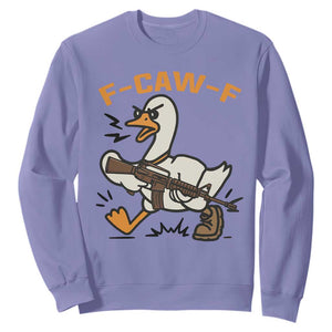 F Caw F Goose With Gun Sweatshirt Funny Rebellious Gift TS12 Violet Print Your Wear