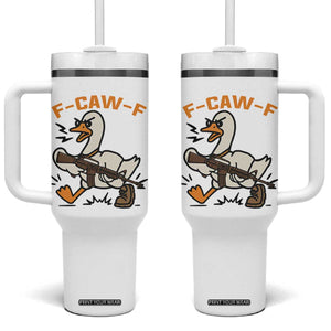 F Caw F Goose With Gun Tumbler With Handle Funny Rebellious Gift TS12 One Size: 40 oz White Print Your Wear