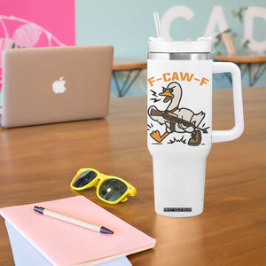 F Caw F Goose With Gun Tumbler With Handle Funny Rebellious Gift TS12 Print Your Wear