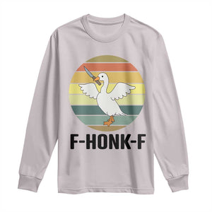 F Honk F Goose With Knife Long Sleeve Shirt Funny Chaotic Meme Gift TS12 Ice Gray Print Your Wear