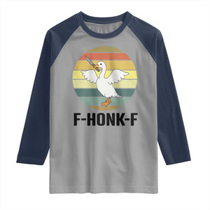 F Honk F Goose With Knife Raglan Shirt Funny Chaotic Meme Gift TS12 Sport Gray Navy Print Your Wear