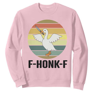 F Honk F Goose With Knife Sweatshirt Funny Chaotic Meme Gift TS12 Light Pink Print Your Wear