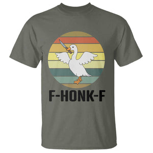 F Honk F Goose With Knife T Shirt Funny Chaotic Meme Gift TS12 Military Green Print Your Wear